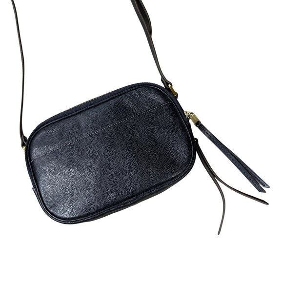 Fossil Crossbody Purse Maisie Black Leather Camera Bag Adjustable Shoulder Strap - Picture 1 of 15